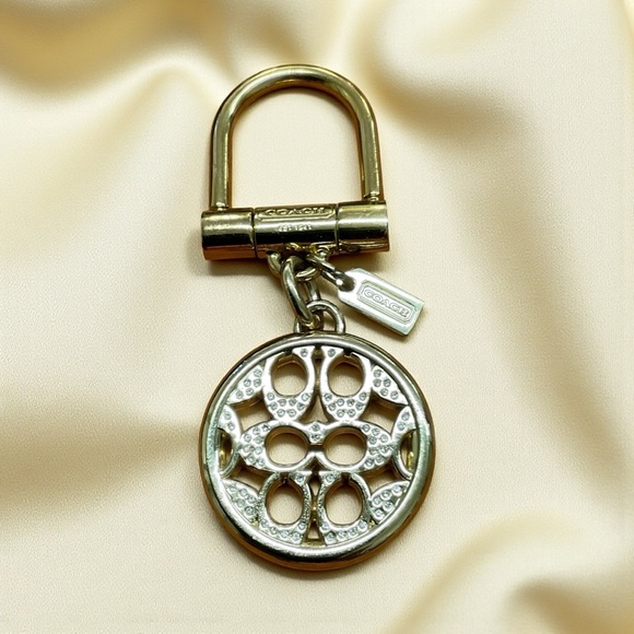 Coach Pave Crystal OP Art Signature Buckle Keychain